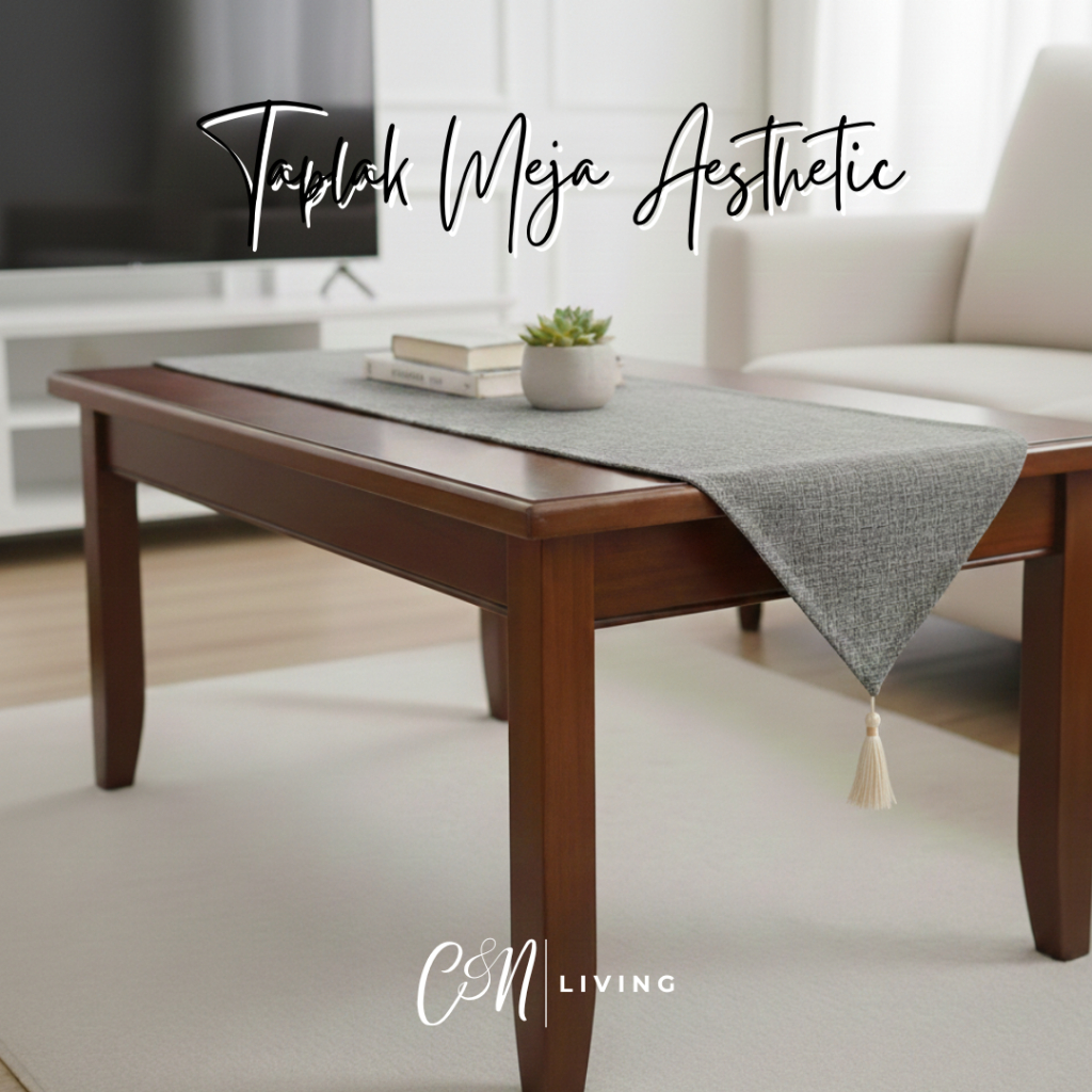 TAPLAK MEJA RUANG TAMU AESTETIC KATUN SERAT MODEL LANCIP - TABLE RUNNER MEJA TAMU MEWAH