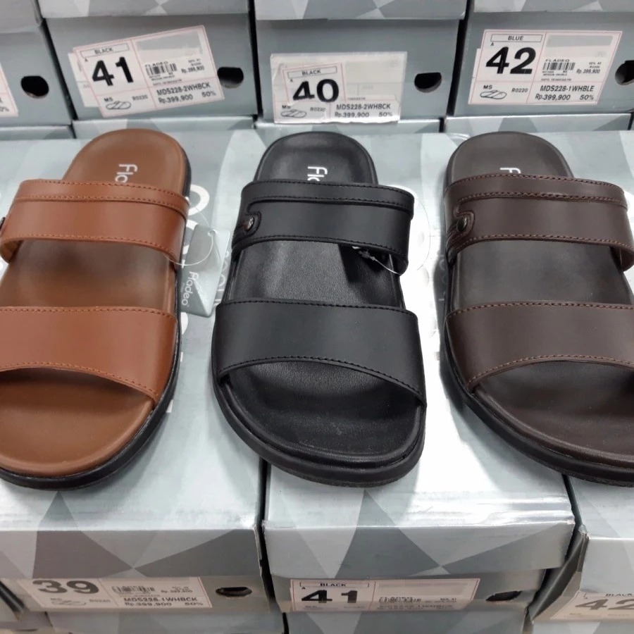 Sandal Kulit Asli Pria Casual Sendal Cowok Laki Laki Fladeo Kasual Dewasa Slide Slop Original Keren