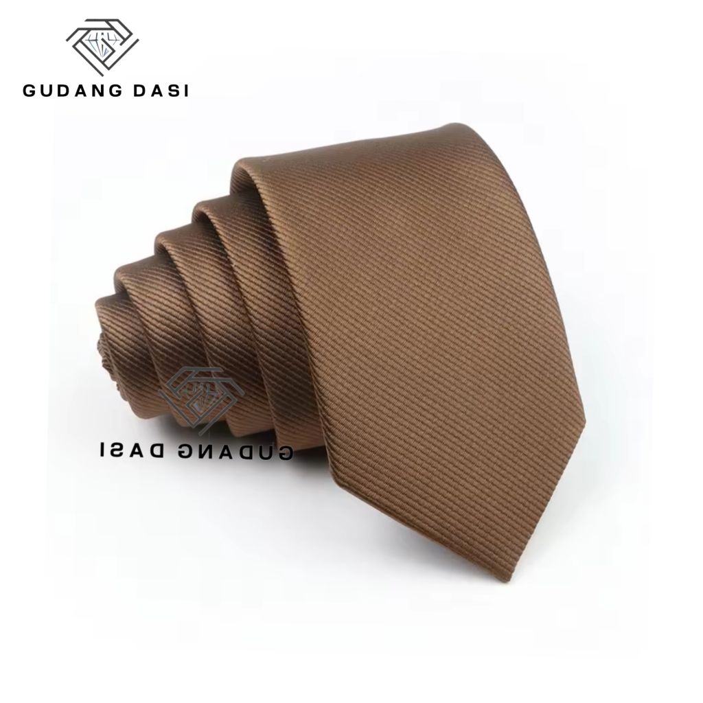 GUDANG DASI Dasi Pria Import Coklat Muda Coklat Tua Dasi Panjang Motif Salur Halus