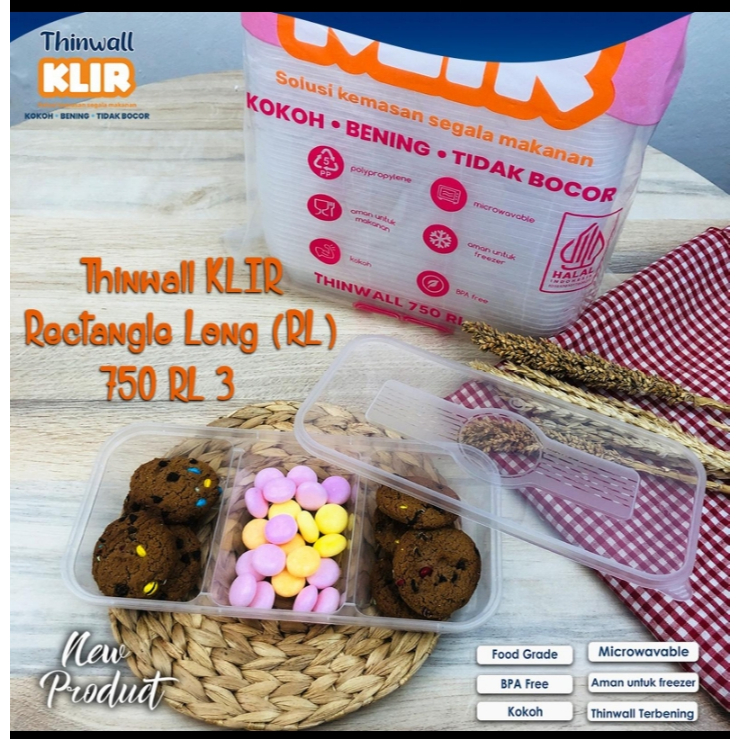 THINWALL KLIR SEKAT 3 REC LONG SEKAT 3 / THINWALL 750ml sekat 3 / TEMPAT MAKAN SEKAT 3 / THINWALL KL