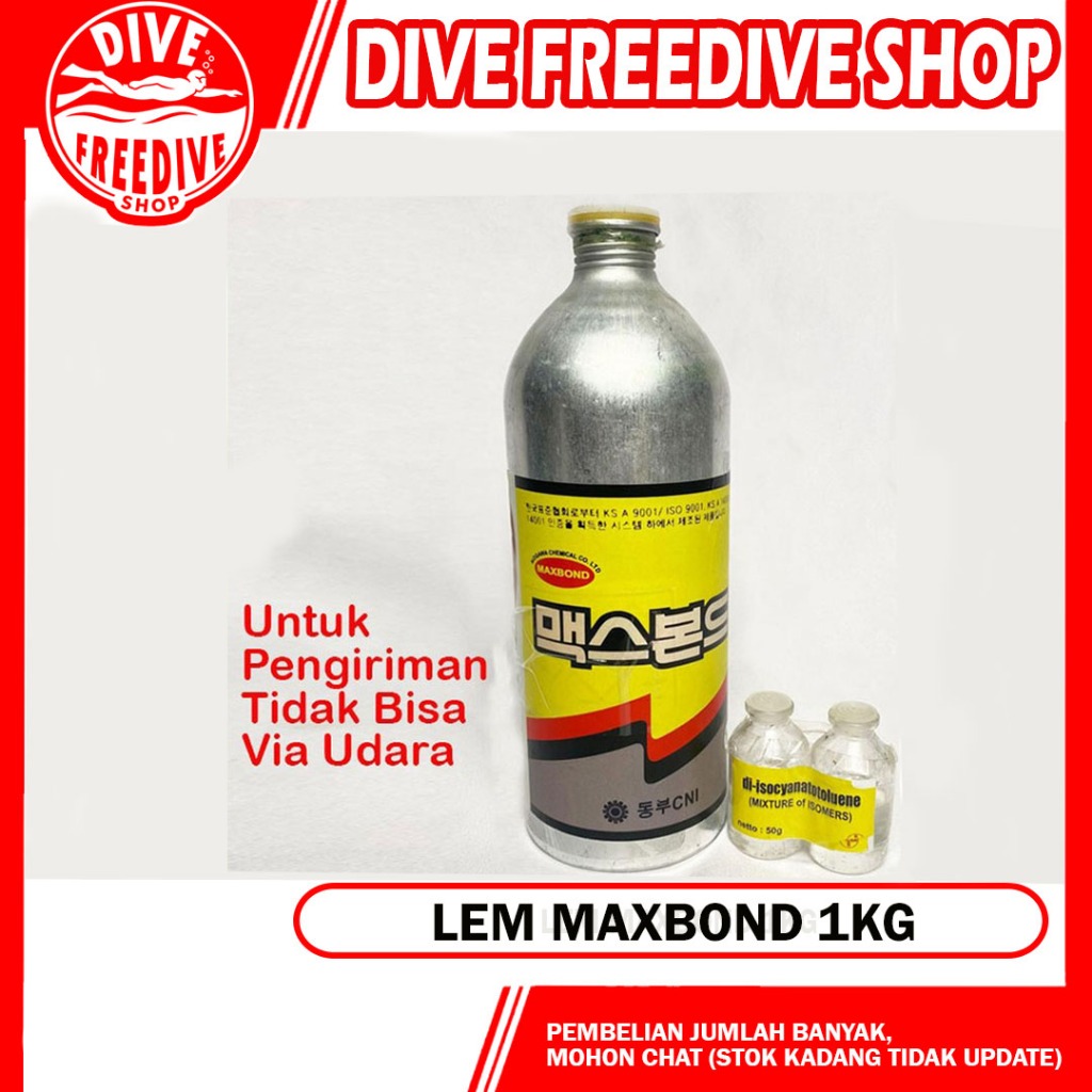 Penambal Lem Perahu Karet PVC Maxbond Glue Rubber Boat 1kg + Mixture 50g Kapal Selam Scuba Diving Di