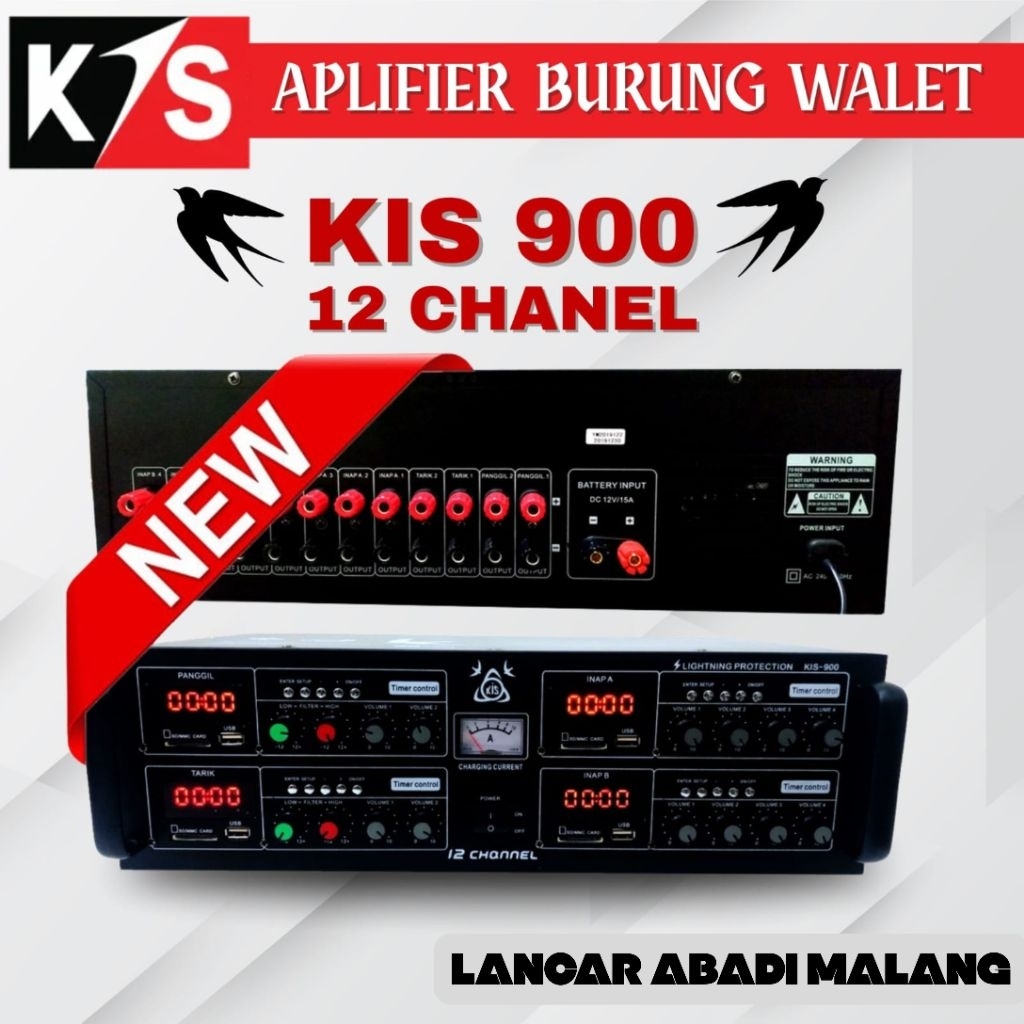 ampli/amplifier/ampli kis 900 pemanggil burung walet/peralatan burung walet/ampli 12 chanel 4 port U