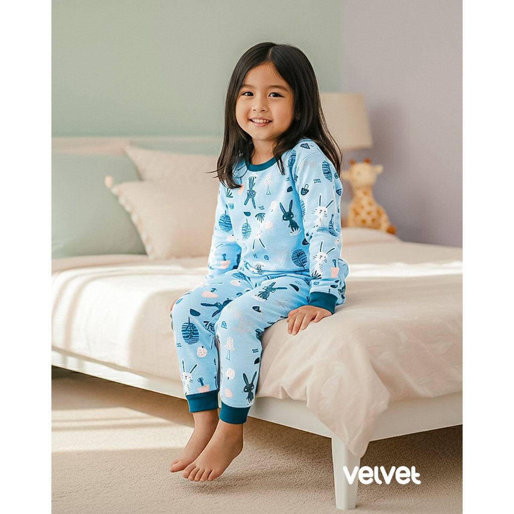 Velvet Junior HAPPY HOPPING Setelan panjang BIG SIZE /Setelan Piyama anak