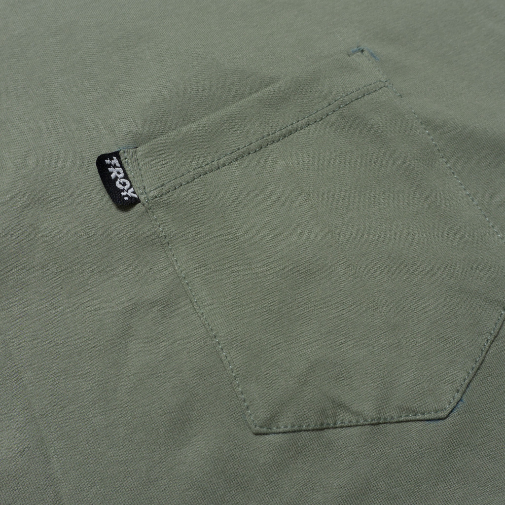 Troy Company Boxy Pocket Oversize Tshirt Sage Green Basic - Kaos Boxy Pocket Oversize Polos Hijau Sage BKD 2613