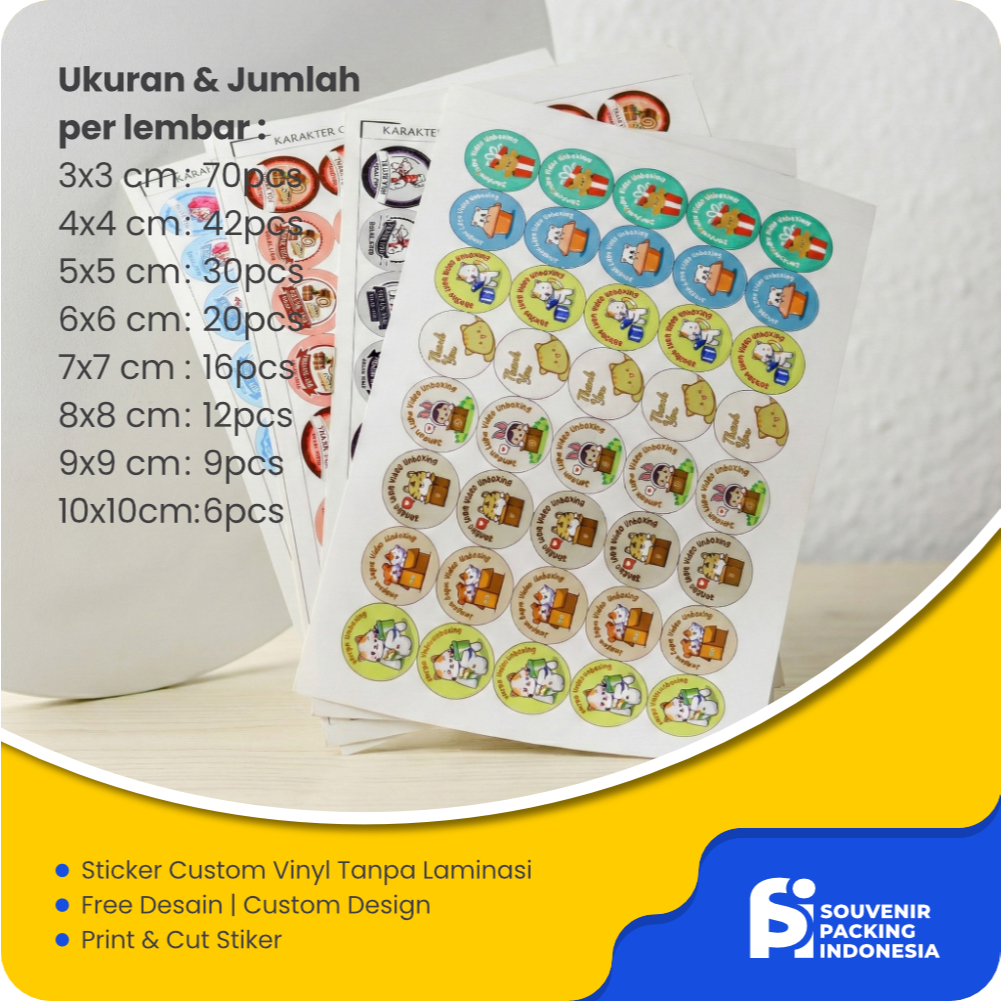 Cetak Sticker VINYL Laminasi GLOSSY/DOFF  Free Desain Custom Design | Print & Cut Stiker Label Murah
