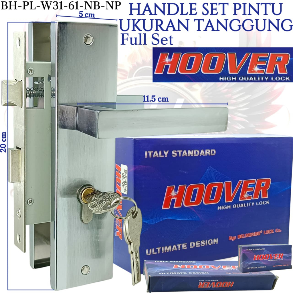 Handle pintu set ukuran tanggung/medium 20cm/kunci pintu gagang kotak  HOOVER