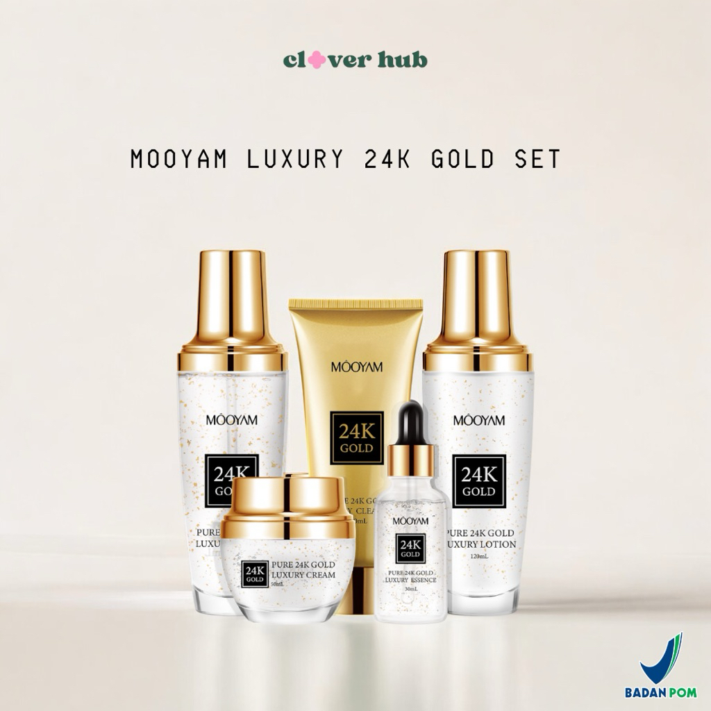 MOOYAM Luxury 24K Gold Set / Real Gold Glow Radiance Anti-Aging Moisturizing Brightening Cleanser To