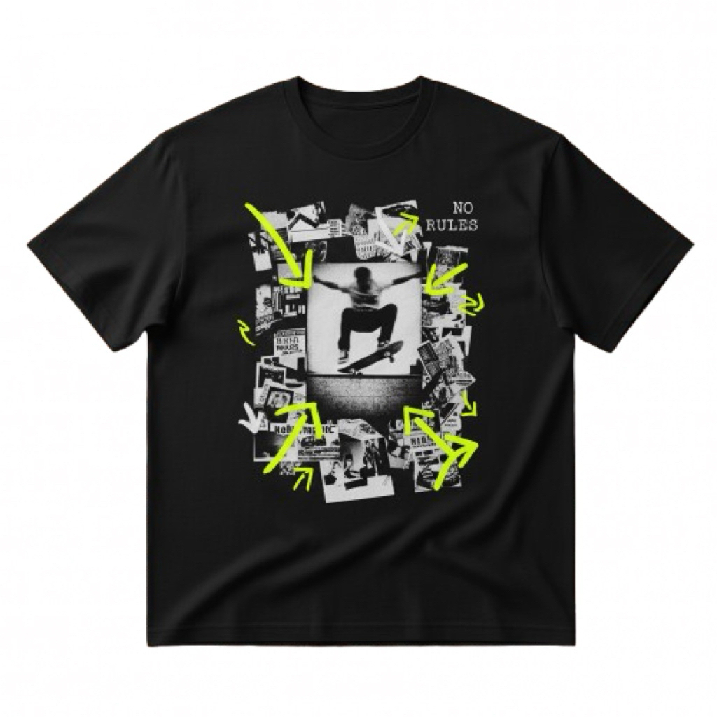 KAOS SKATE NO RULES DESAIN STREETWEAR