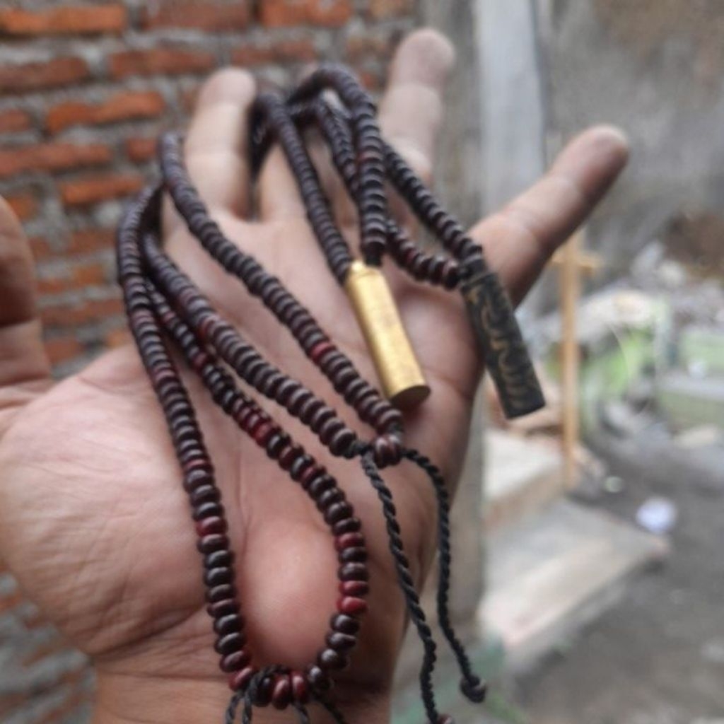 kalung kayu stigi bandul liontin kuningan tabung bisa buka tutup