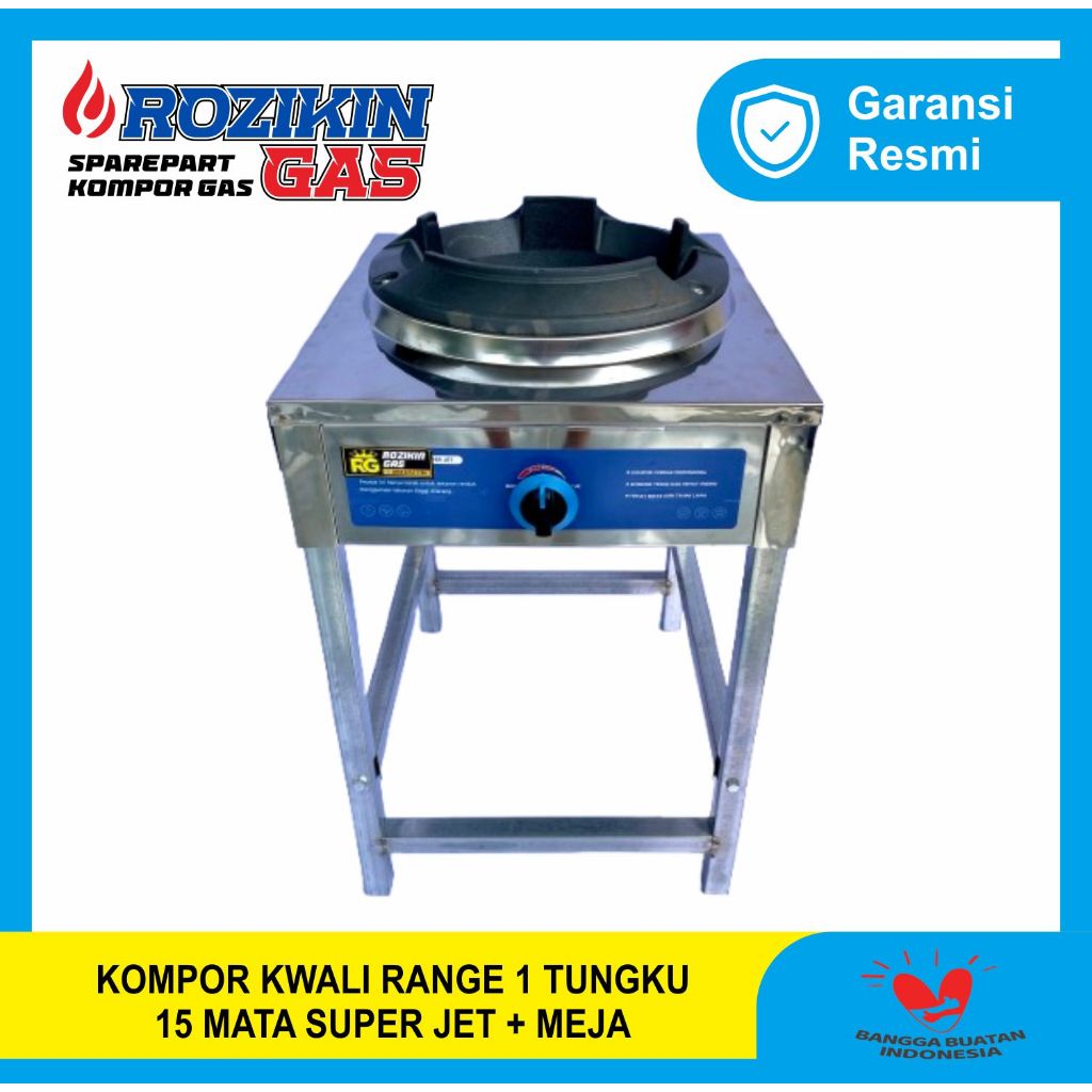 KOMPOR KWALI RANGE 1 TUNGKU 15 MATA SUPER JET + MEJA