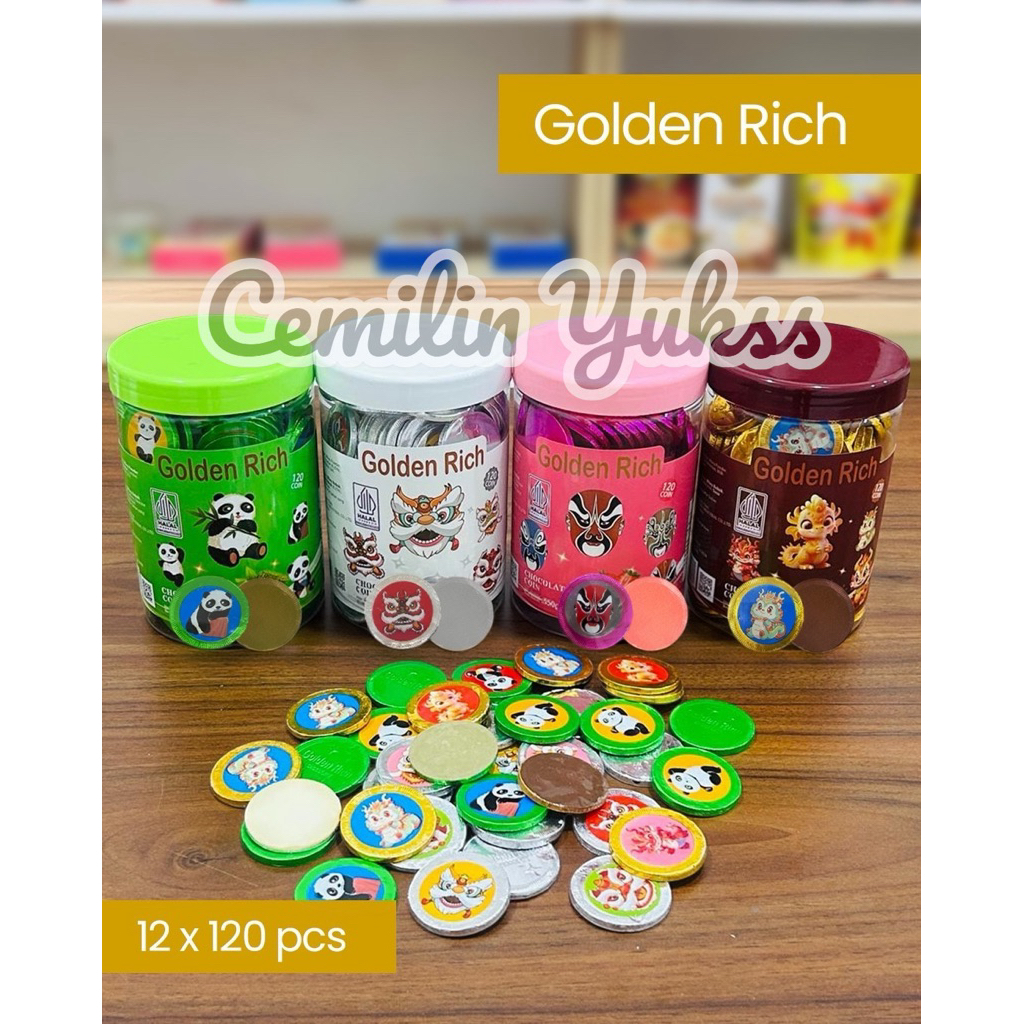 Golden Rich Chocolate Coin Coklat Coin Emas Coklat Koin Imlek Coklat Koin Warna Warni