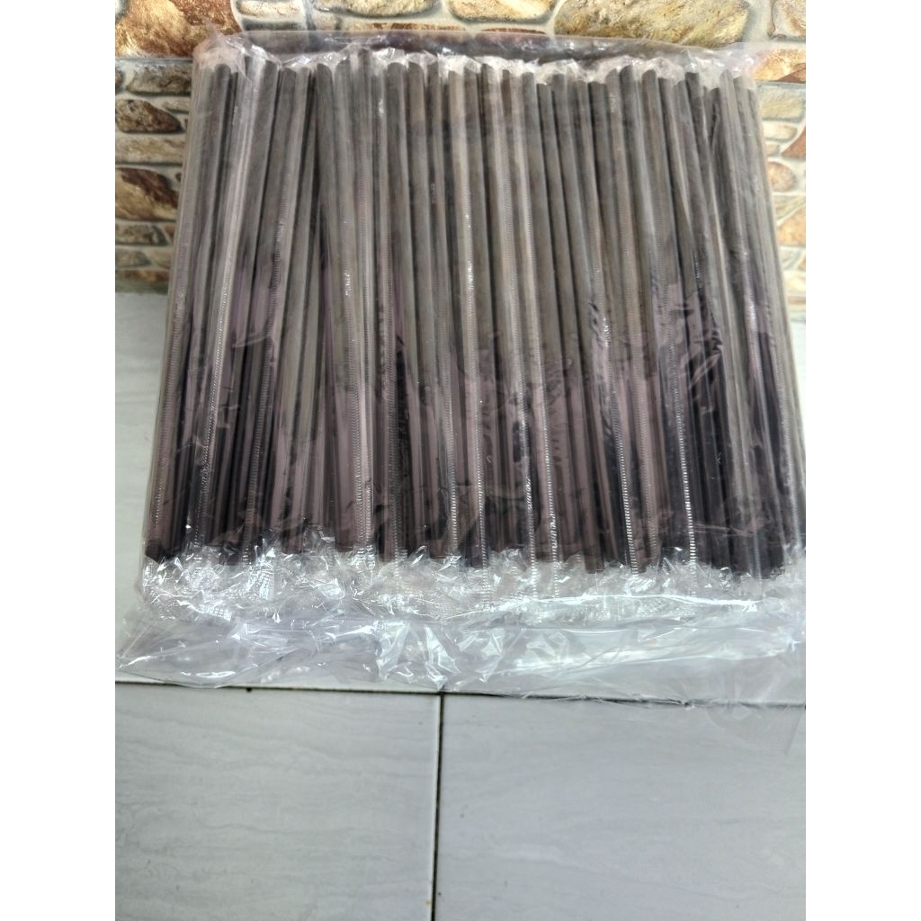 Sedotan Plastik Steril Hitam Runcing Isi 250pcs