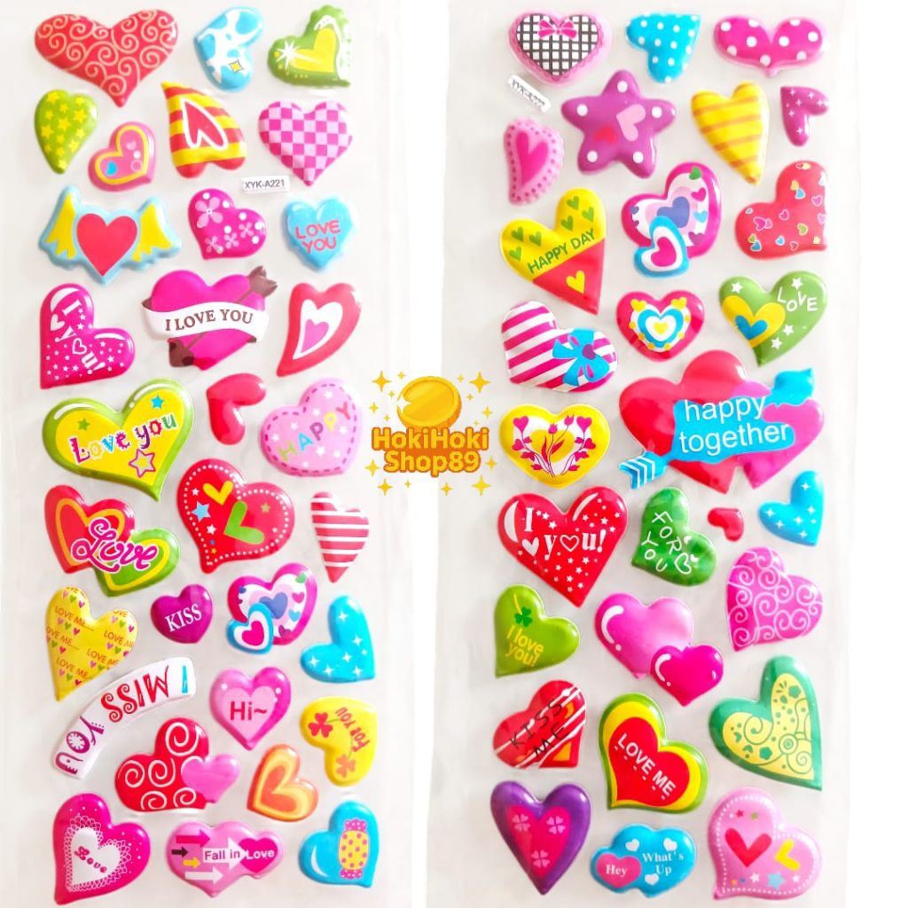 Sticker Motif Love/Sticker Timbul/Stiker Anak/Sticker Lucu