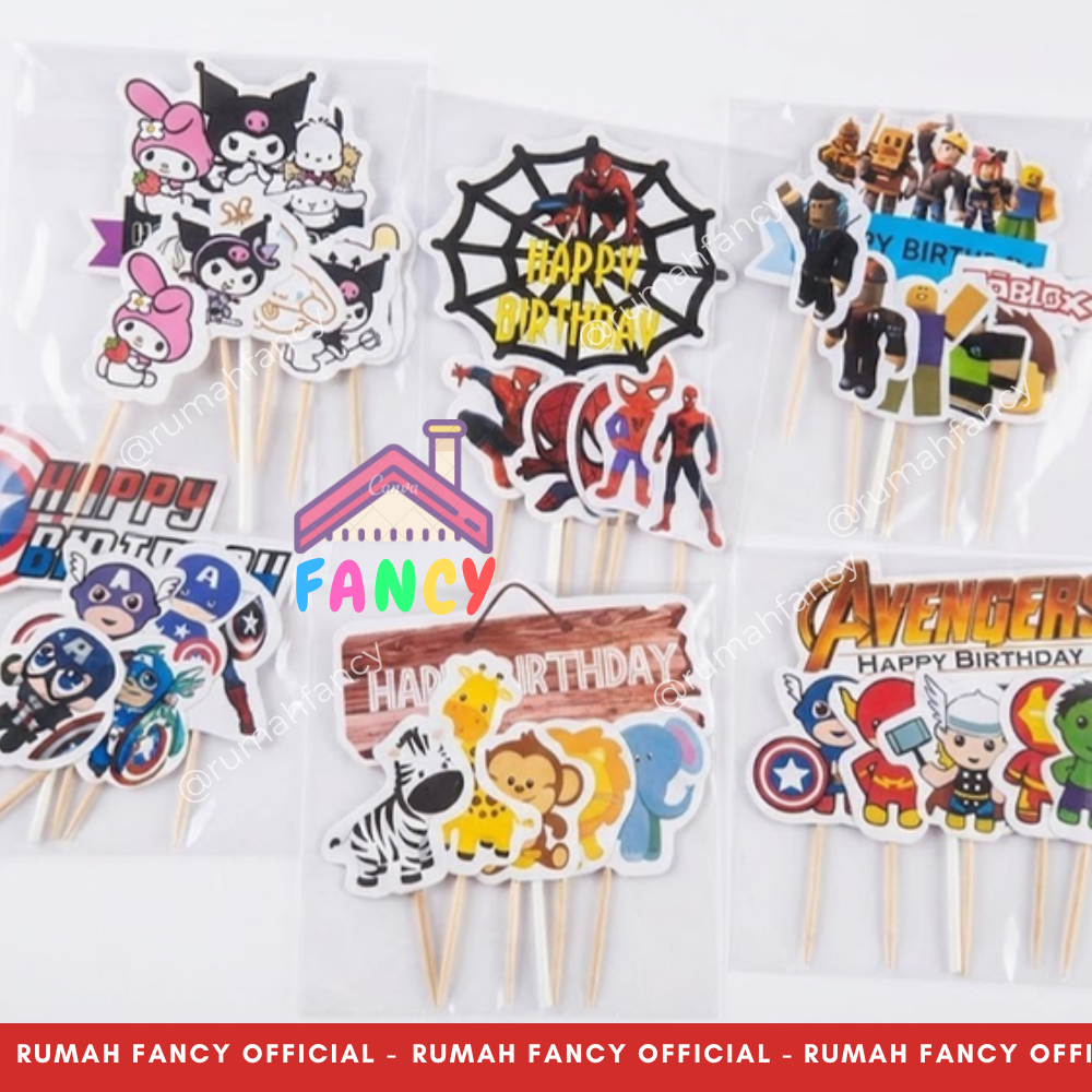 Topper Kue Ulang Tahun / Topper Cake Happy Birthday Anak Kartun Lucu / Hiasan Bolu Karakter Doraemon