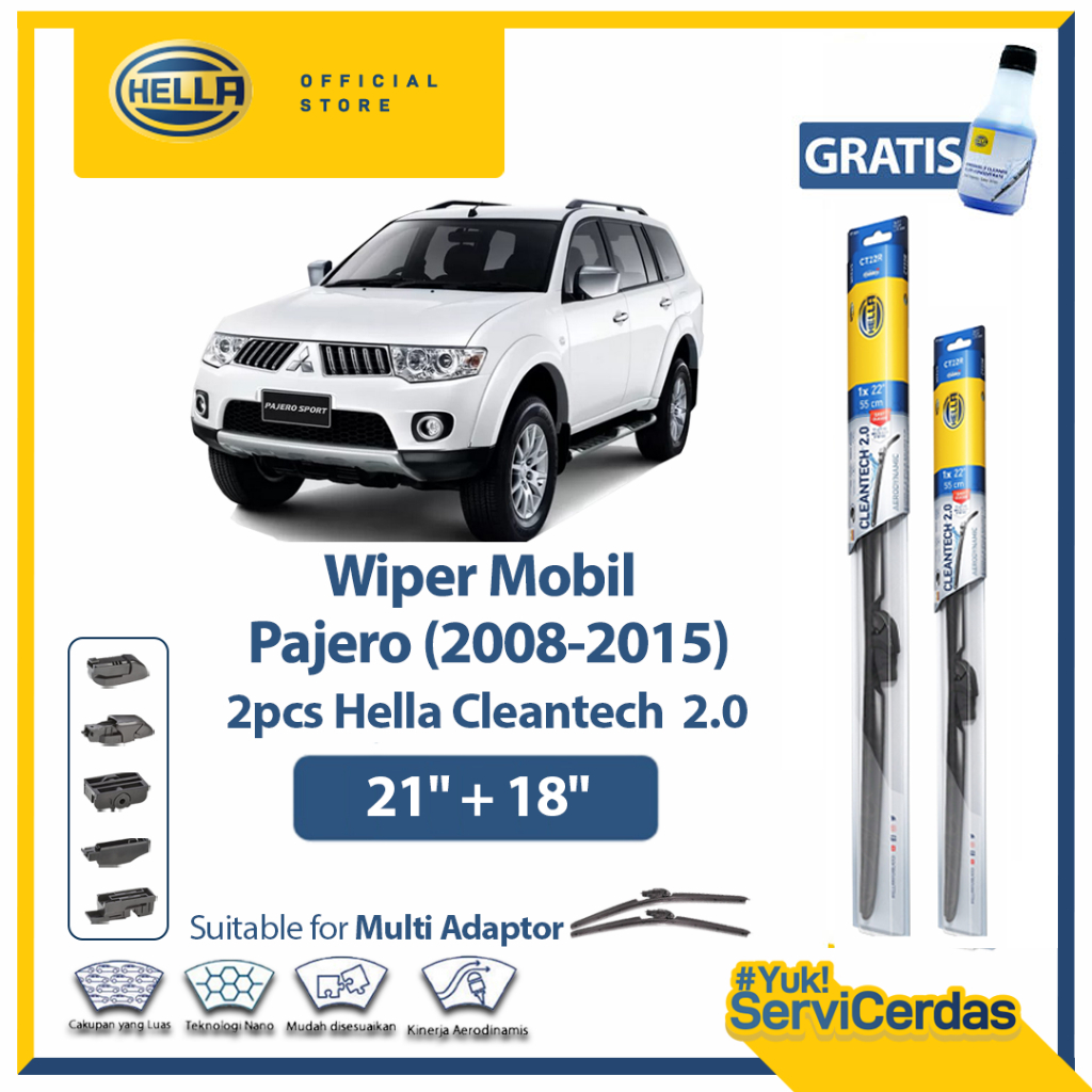Wiper Mobil MITSUBISHI Pajero 2008-2015 (21”+18”) - HELLA Cleantech2.0