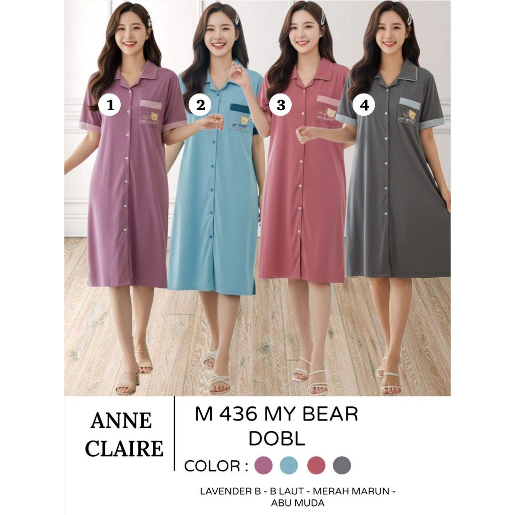 Daster DT Lengan Pendek All Size (Kancing Full) Anne Claire Exclusive Ekslusif  Dewasa Bumil Busui W