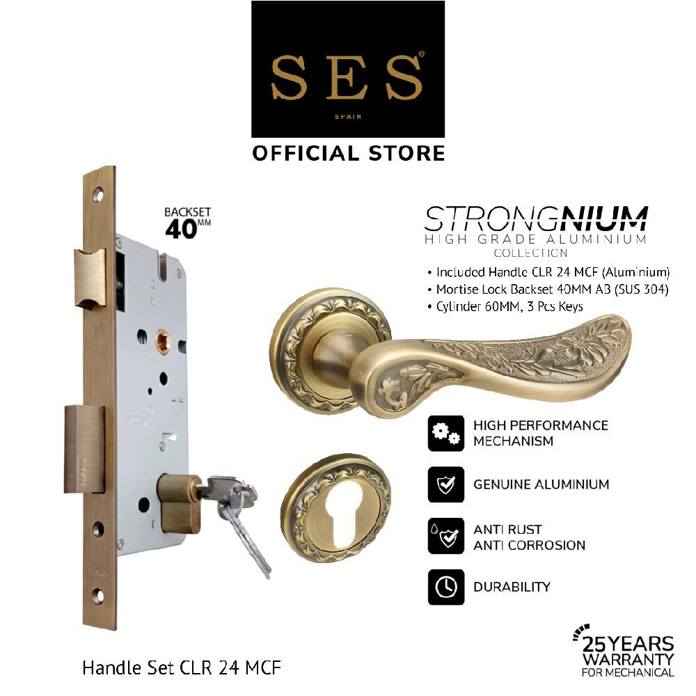 PAKET BUNDLING Handle SES CLR 24 MCF (R) + Body Kunci SES S2030 - 40 MM AB Sus 304