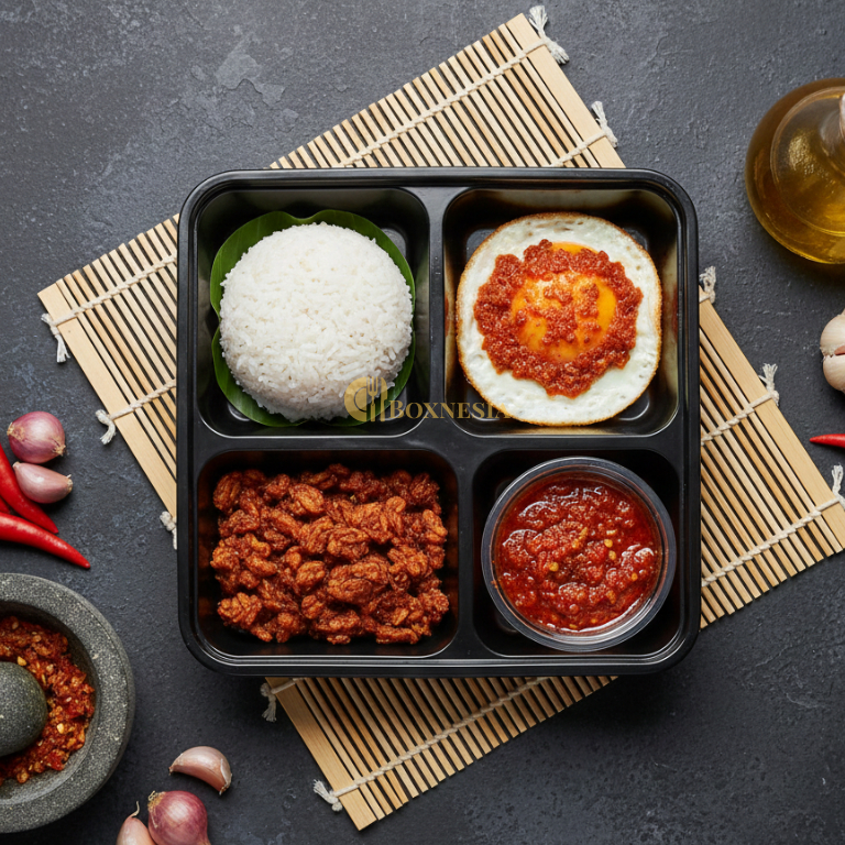 Paket Nasi Uduk Catering Telur Balado dan Tempe Orek – Untuk Acara / Meeting (30 Box) Halal Higienis
