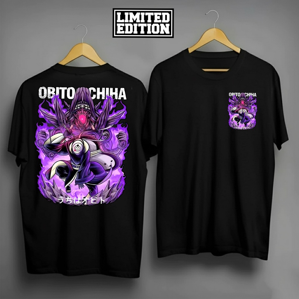 Kaos Anime Naruto Obito Uchiha - kaos Distro Obito Uchiha Jubi Mode - Atasan Cotton DEWASA PRIA