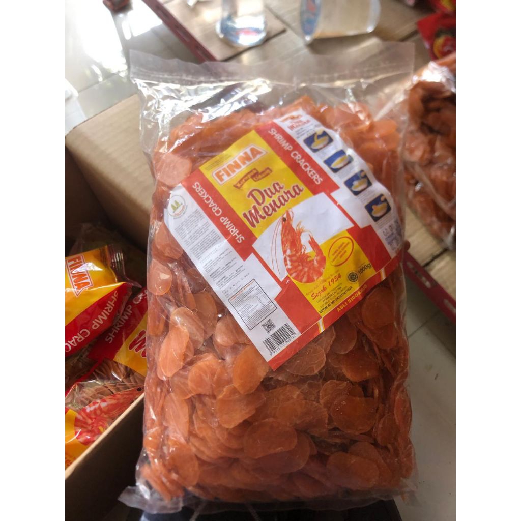 kerupuk udang dua menara finna - krupuk udang finna mentah los 1 kg
