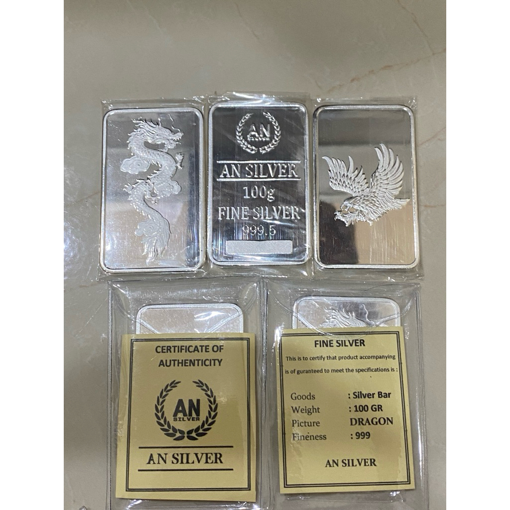 Perak batangan 100 & 50 gram Kadar 99,95%
