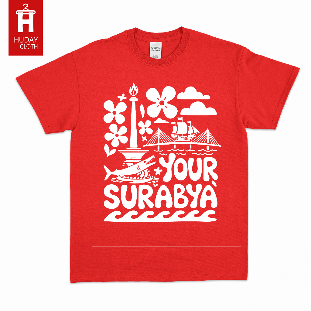 KAOS SURABAYA / BAJU ATASAN PRIA WANITA / PREMIUM COTTON / INDONESIA / KOTA / JAWA TIMUR
