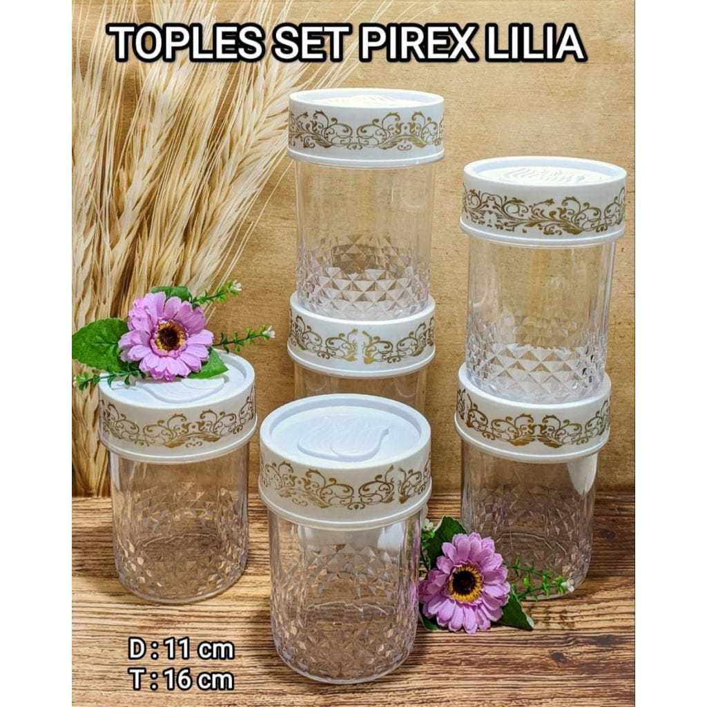 Toples Acrylic Pirex Lilia Isi 6Pcs Pyrex Akrilik