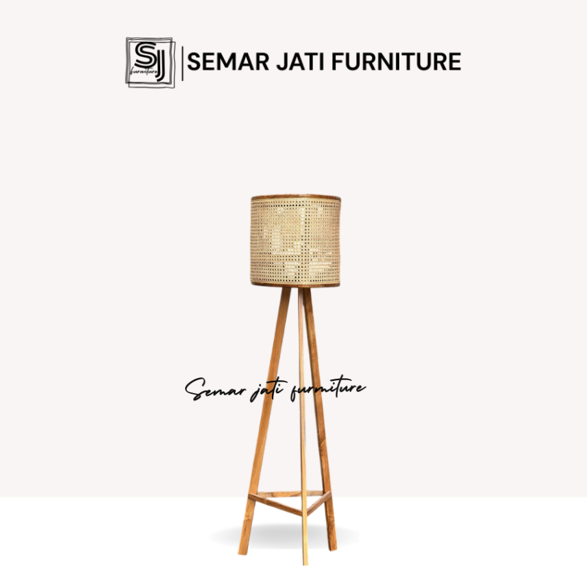 Lampu Sudut Standing Rotan Minimalis