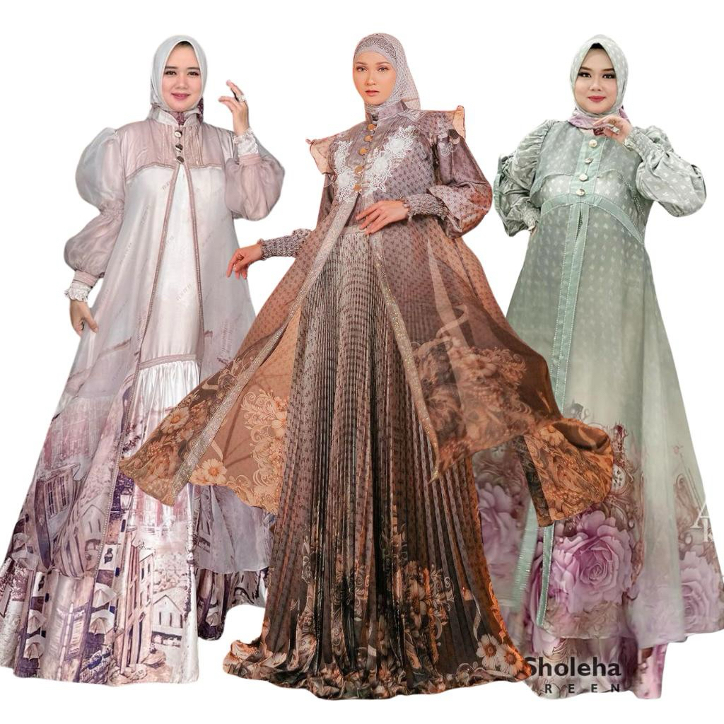 AURAKAY GAMIS DRESS KHATIJAH 7008 , QOMARIYAH 6346 , SHOLEHA 6280 SET HIJAB ORI BY AURAKAY