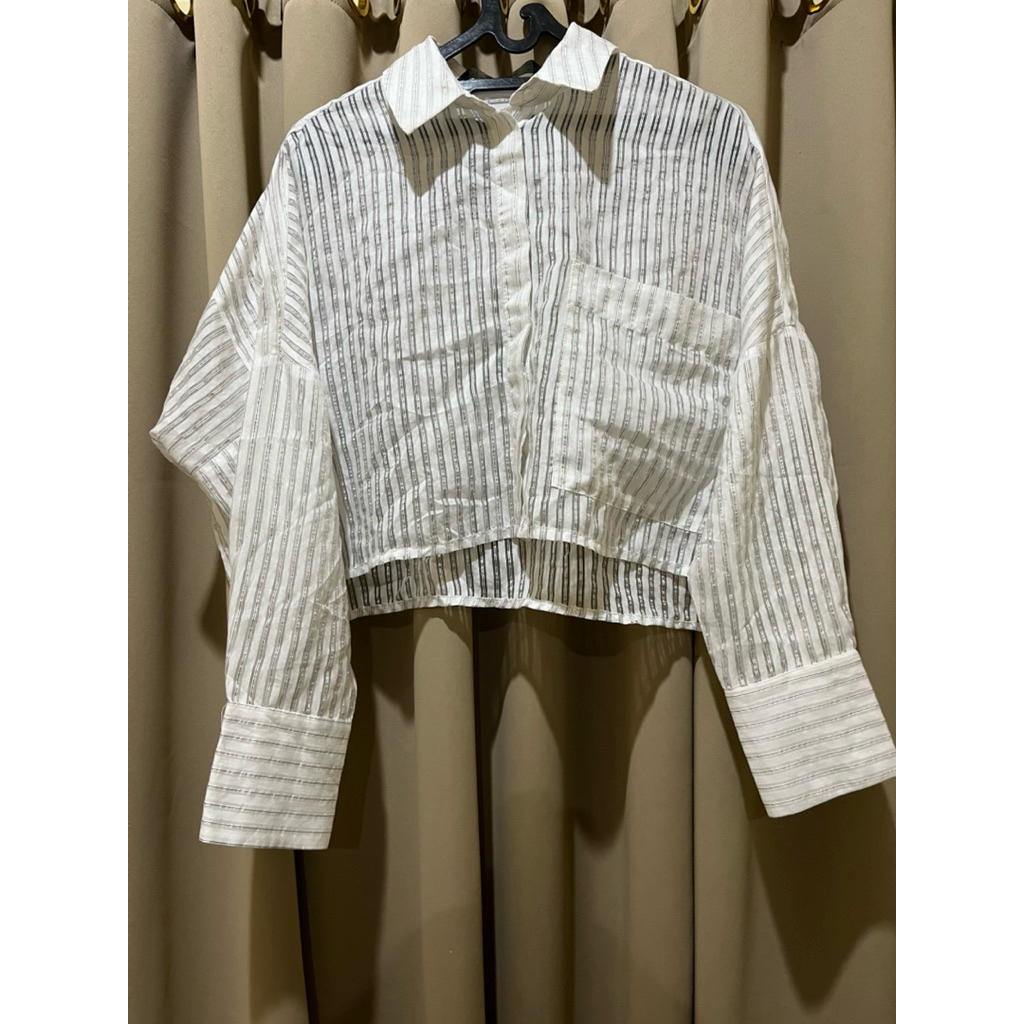 Kemeja crop top wanita Transparan preloved