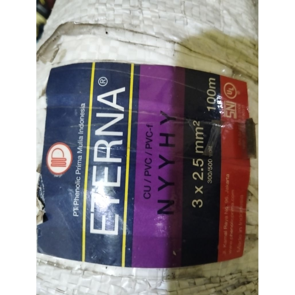 KABEL ETERNA NYY 3x2.5MM HITAM 1ROLL 100MM  3X2.5MM ORIGINAL