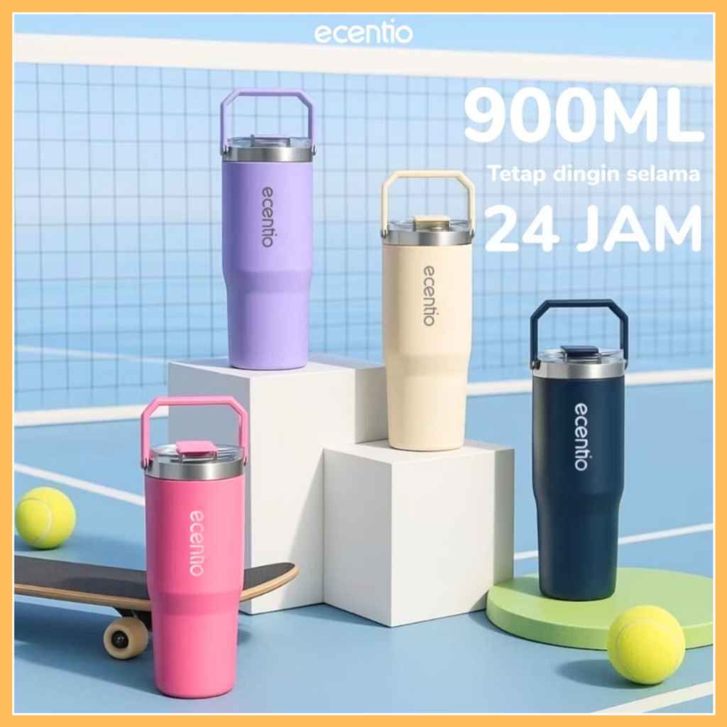 Ecentio Tumbler 900ml Stainless Vacuum Thermos || Ecentio Vacuum Tumbler 900ml Anti Bocor