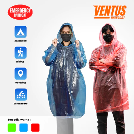 1 BIJI Jas Hujan Plastik Tebal LDPE Ponco Sekali Pakai All Size Mantel Hujan Darurat Ekonomis Impor