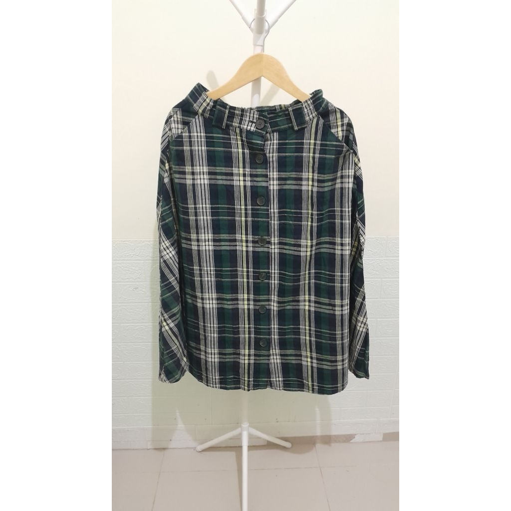 PL ROK MIDI SQUARE / ROK KOTAK / ROK TARTAN HIJAU BUTTON