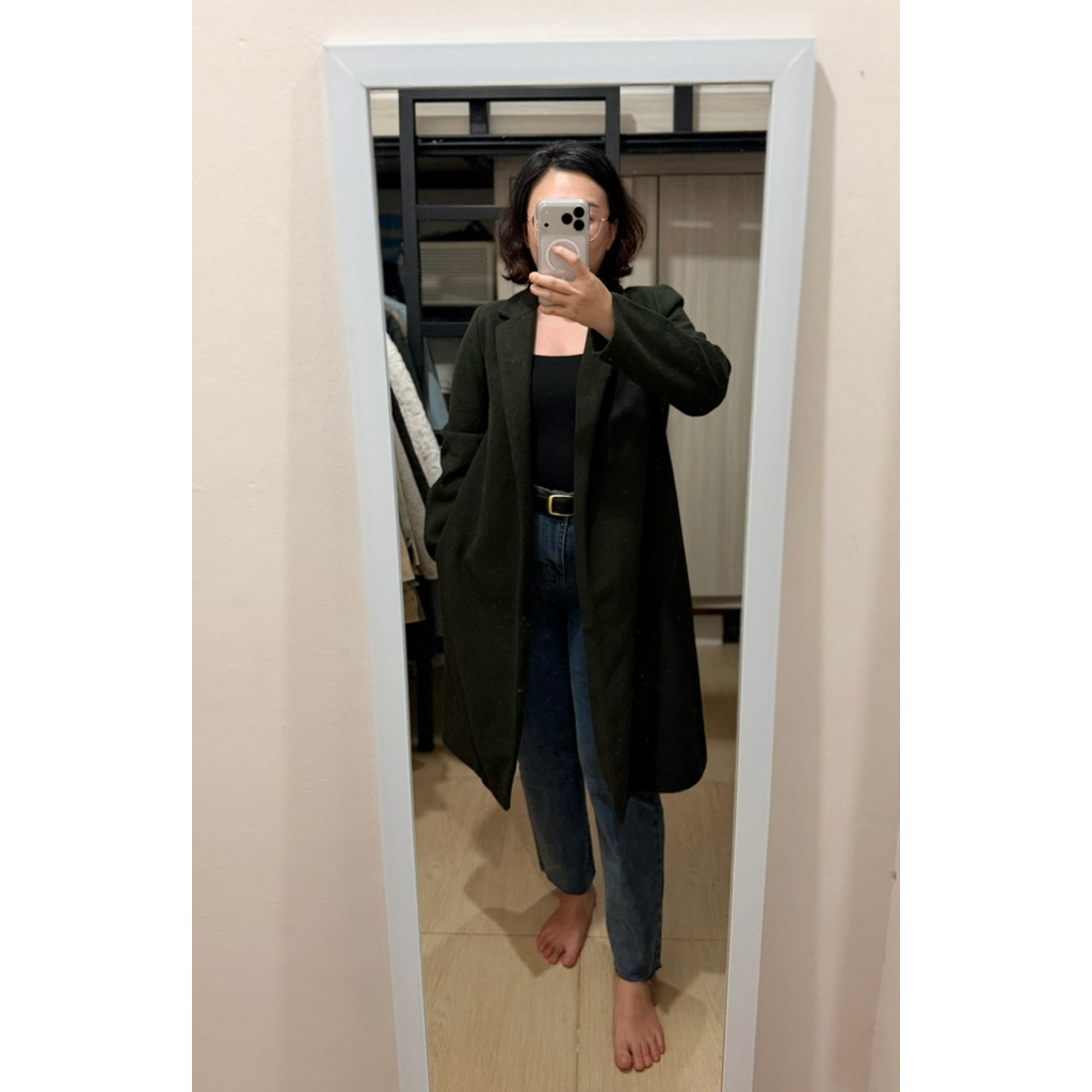 Zara Winter Wool Coat Hijau Army