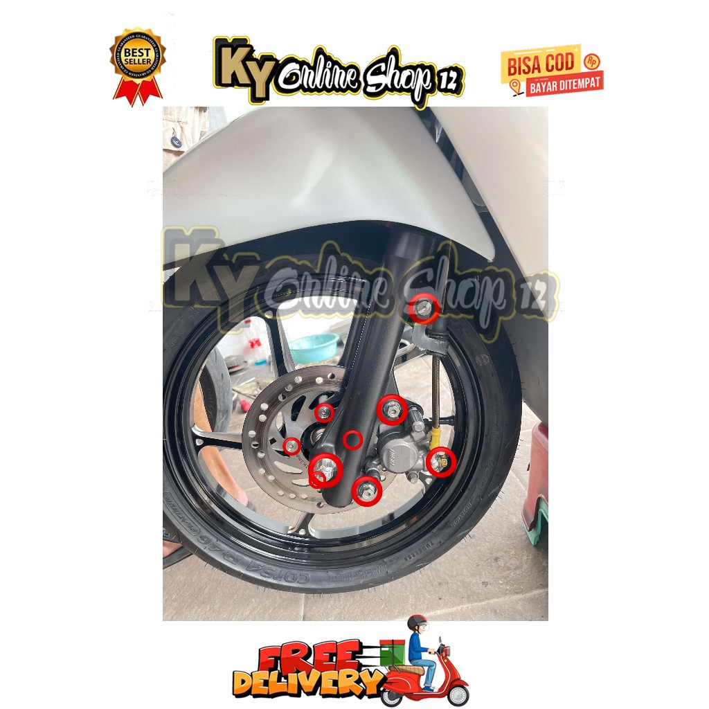 BAUT BREKET + REM + BANJO + AS + DISK KALIPER DEPAN ( 9 BAUT ) BEAT ESP NEW SCOOPY ESP NEW STREET TA