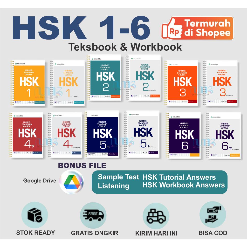 Buku HSK 1-6 Standard Course Textbook dan Workbook - Paket Lengkap Bonus