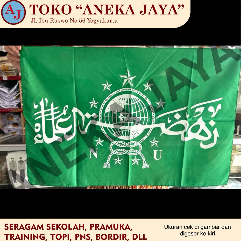Bendera NU ukuran 90x60 cm dan 120x80 cm