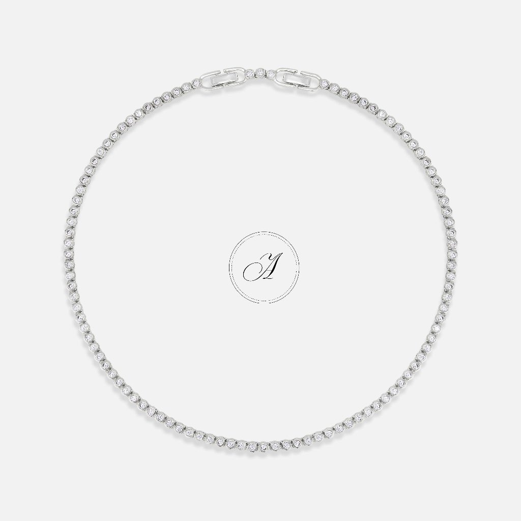 Alnneri - Solynth Tennis Necklace Jewelry in White Gold | Perhiasan Kalung 18K Emas Asli Bersertifik
