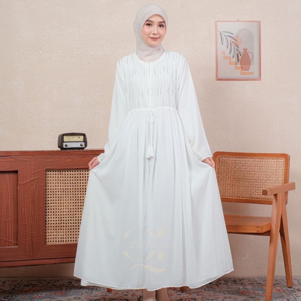 Abaya Putih Gamis Turkey Wanita Naura