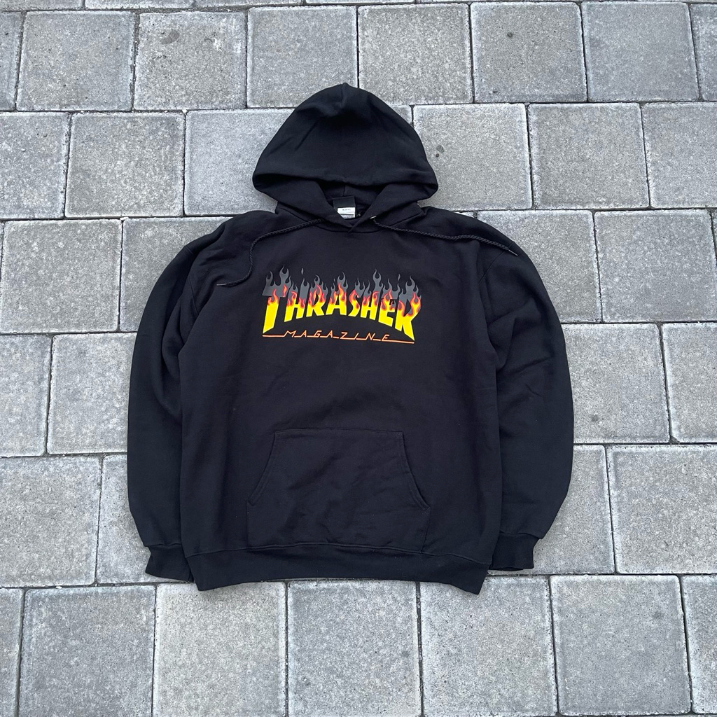 THRASHER BBQ FLAME HOODIE BLACK