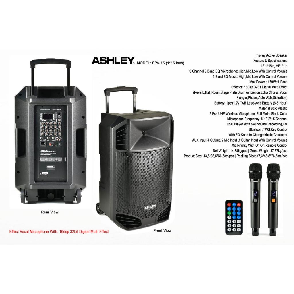 SPA-15 SPEAKER PORTABLE 15 INCH ASHLEY ORIGINAL / SPEAKER PORTABLE 15 INCH / SPA15 ASHLEY / SPA 15