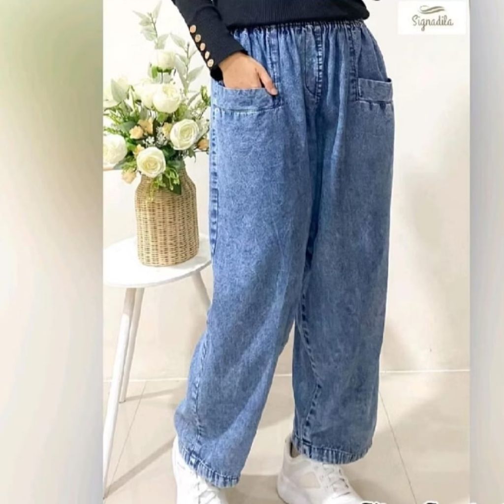 Terbaru Jeans Snow Wanita Model 7/9//Korea Pants Wanita Termurah//Baggy Pants Wanita Kekinian