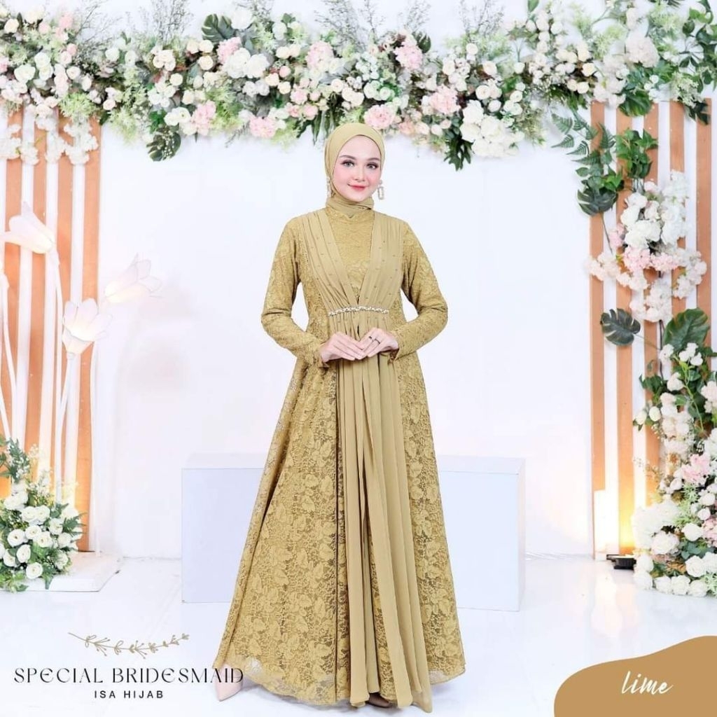 Special Bridesmaid by Isa Hijab Dress Mewah untuk acara resmi Elegan