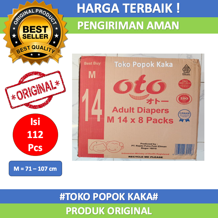 OTO Popok Perekat Dewasa - OTO Diapers Adult Popok Dewasa model Perekat M14 L14 XL12 Kemasan Dus