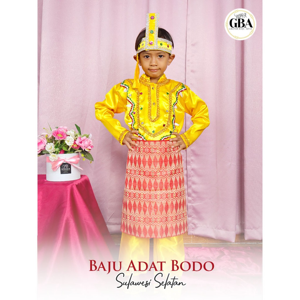 BAJU ADAT BODO BUGIS ANAK KUNING LAKI LAKI