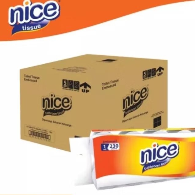 1 Dus isi 12 pack 120 roll Nice Toilet Tissue Core Emboss [1 Pack isi 10 Roll/230 Sheet]