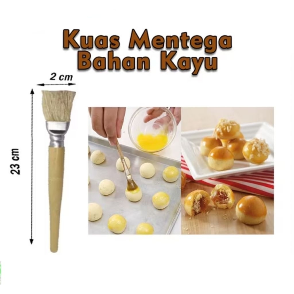 Kuas kue kayu Premium 23 CM Untuk Roti Telur Margarin Mentega Nastar Berbeque Sate jagung Bakar 23cm