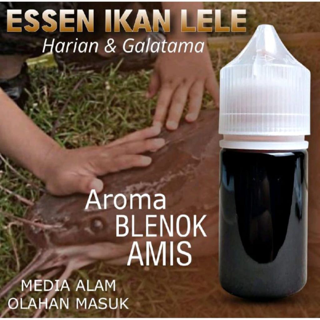 Essen Ikan Lele Aroma Daging blenok amis varian terbaru warna Hitam Kemasan 30ml Paling Gacor Essen 