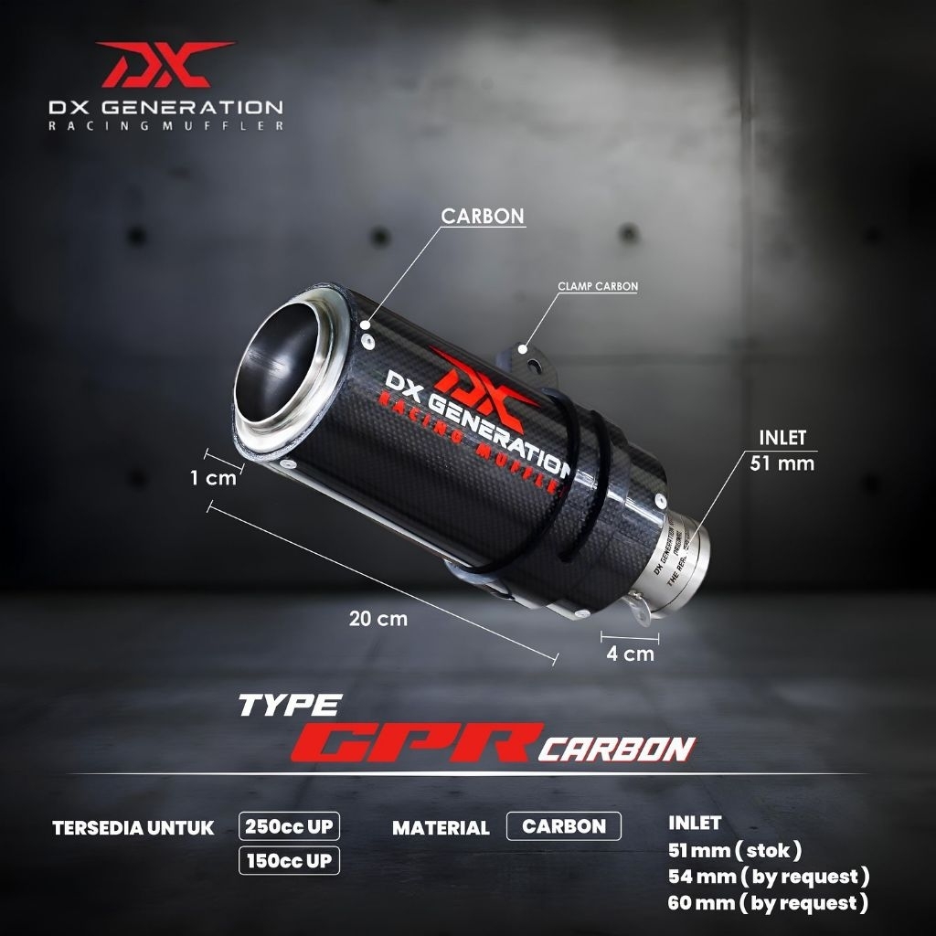 Knalpot ORIGINAL DX GPR Carbon - Header Blue (FULL SYSTEM) R25, MT25, CBR 250R, CBR 250RR, Ninja 250